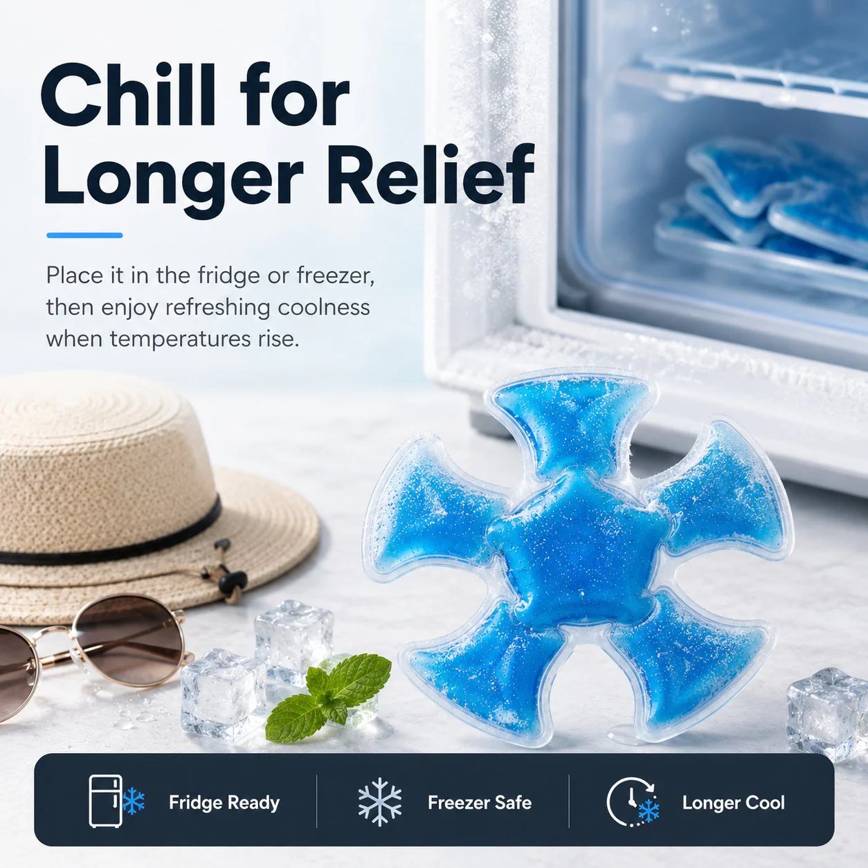 🧢🧊 Reusable Cooling Pad for Hats & Body Relief
