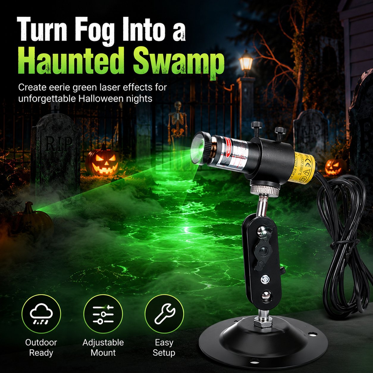 👻🟢 Halloween Green Laser Fog Projector – Create An Instant Haunted Swamp