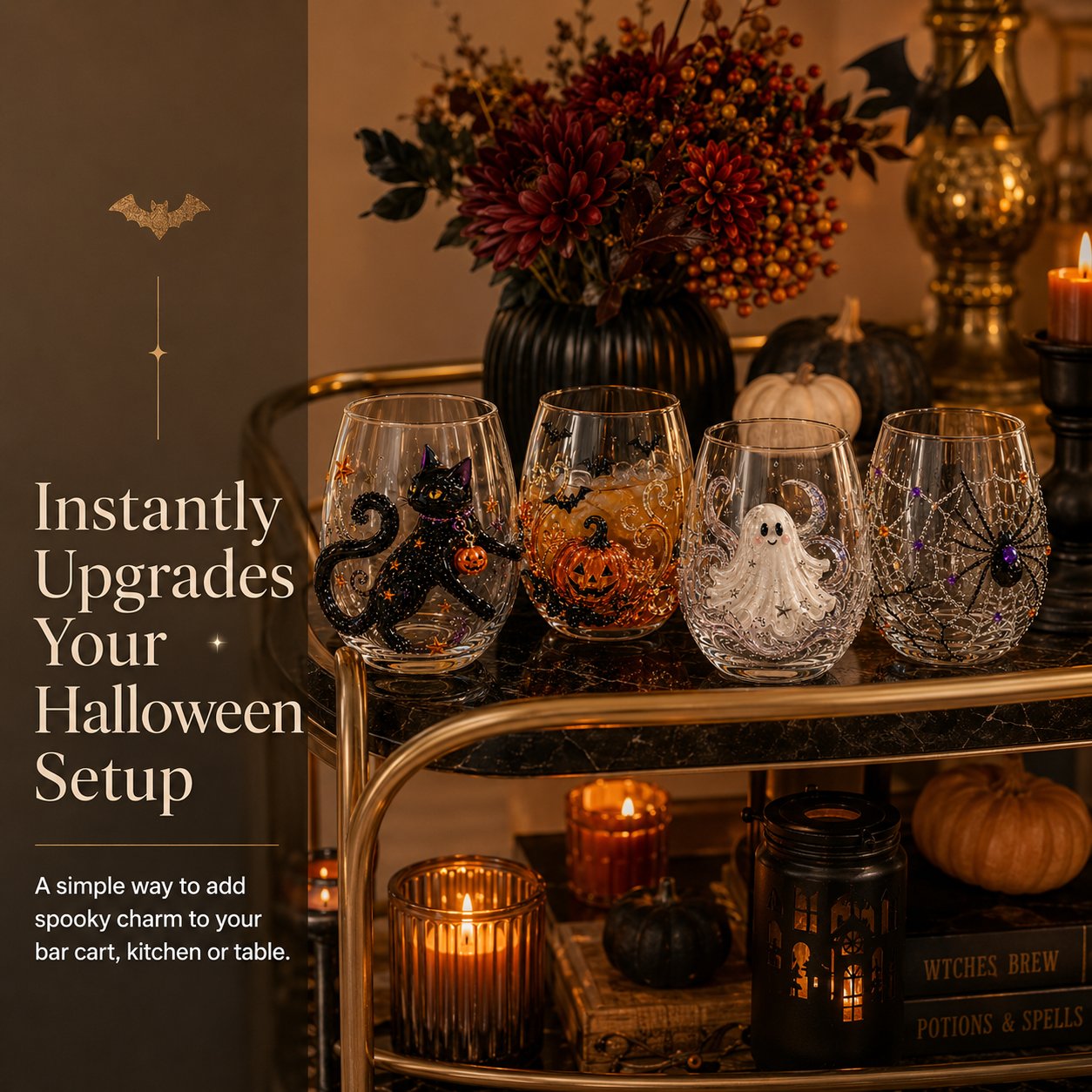 🎃 👻🍹 3D Halloween Glass Collection – Pumpkin, Ghost & Bat Designs for the Ultimate Fall Drinkware