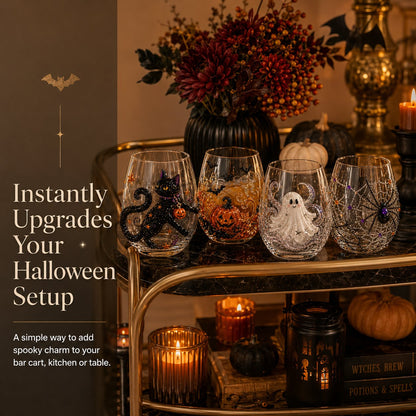 🎃 👻🍹 3D Halloween Glass Collection – Pumpkin, Ghost & Bat Designs for the Ultimate Fall Drinkware