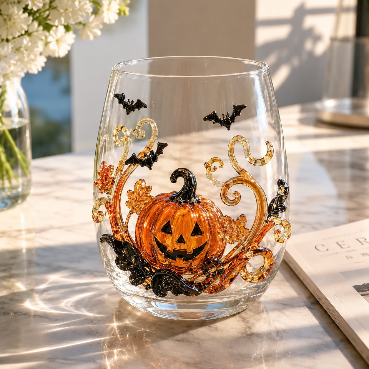 🎃 👻🍹 3D Halloween Glass Collection – Pumpkin, Ghost & Bat Designs for the Ultimate Fall Drinkware