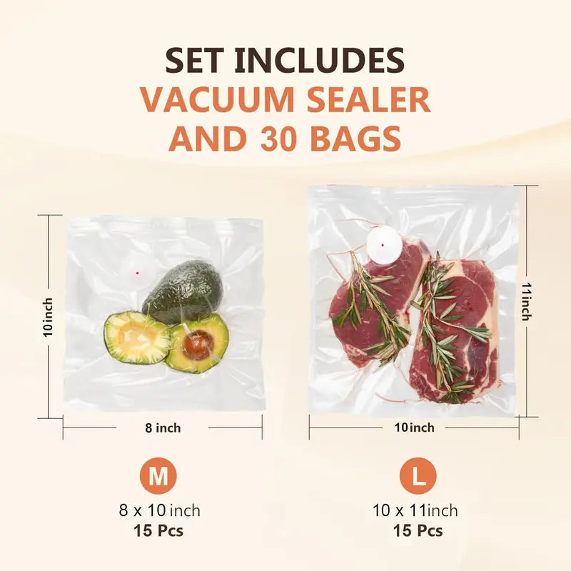 🥩Food Vacuum Sealing Machine (Vacuum Sealing Machine + 30 Reusable Vacuum Bags) Powerful Handheld Type