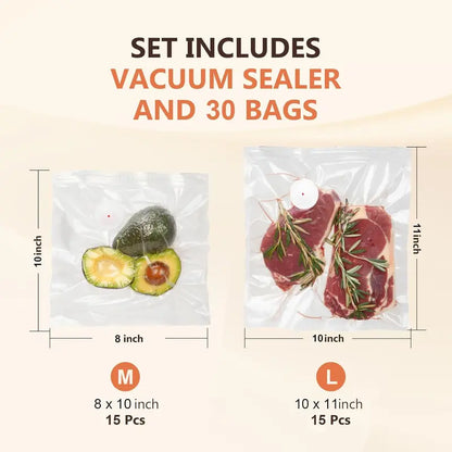 🥩Food Vacuum Sealing Machine (Vacuum Sealing Machine + 30 Reusable Vacuum Bags) Powerful Handheld Type