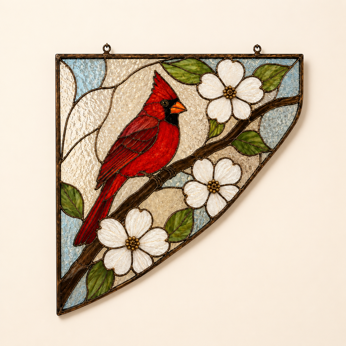 Cardinal Blessing stained glass doorway corner design
