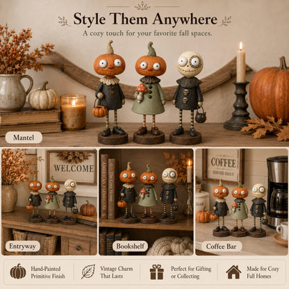 Primitive Pumpkin Friends – Vintage Halloween Collectible Figurines