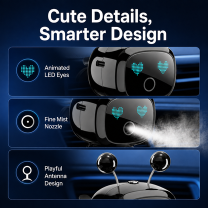 Cute Robot Car Diffuser – Auto-Sensing Mist & LED Vent Freshener