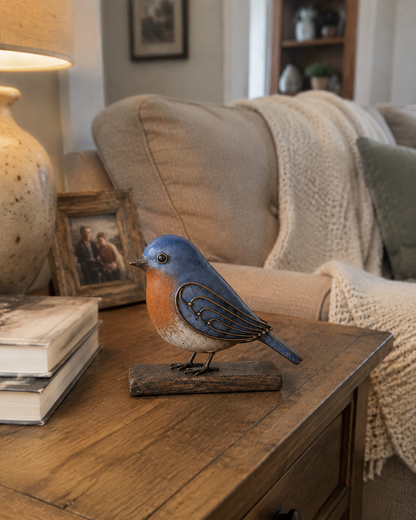 Rustic Songbird Figurines – Cardinal, Bluebird & Chickadee Tabletop Decor & Meaningful Gifts