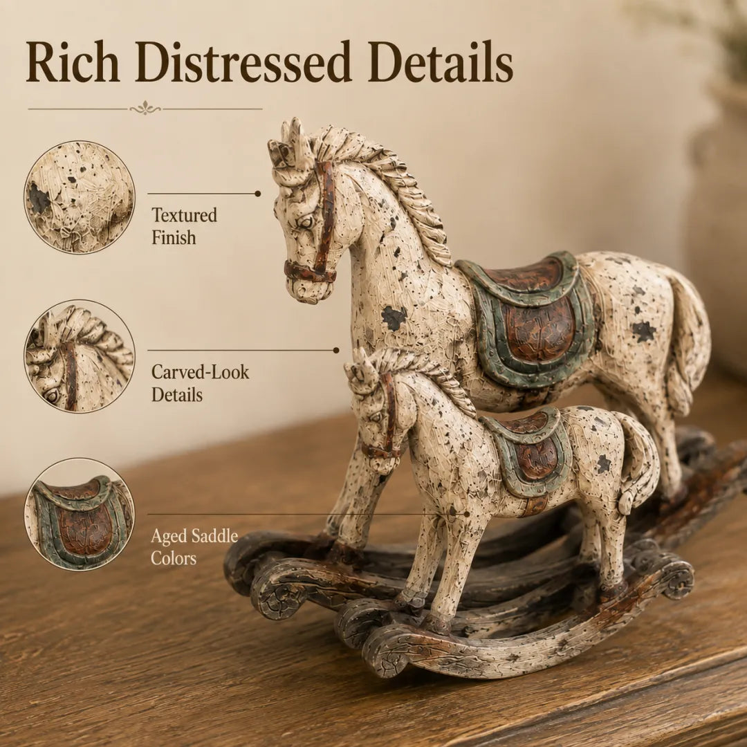 Vintage Distressed Rocking Horse Pair