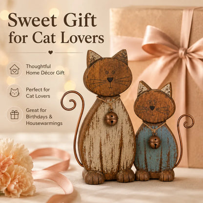 Rustic Farmhouse Cat Duo Decor Set