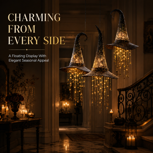 🍂 Lighted Witch Hat Hanging Chime Where Halloween Magic Meets Enchanted Glow