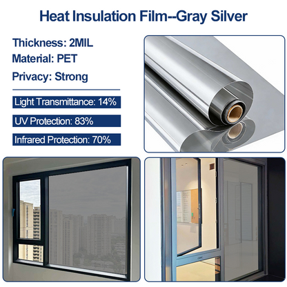 🪟✨Static Cling Window Privacy Film UV Blocking Mirror Tint