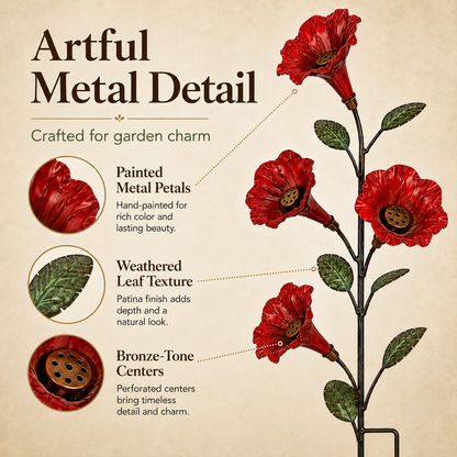 Bring Hummingbirds Closer – 4-Flower Metal Nectar Feeder Garden Stake
