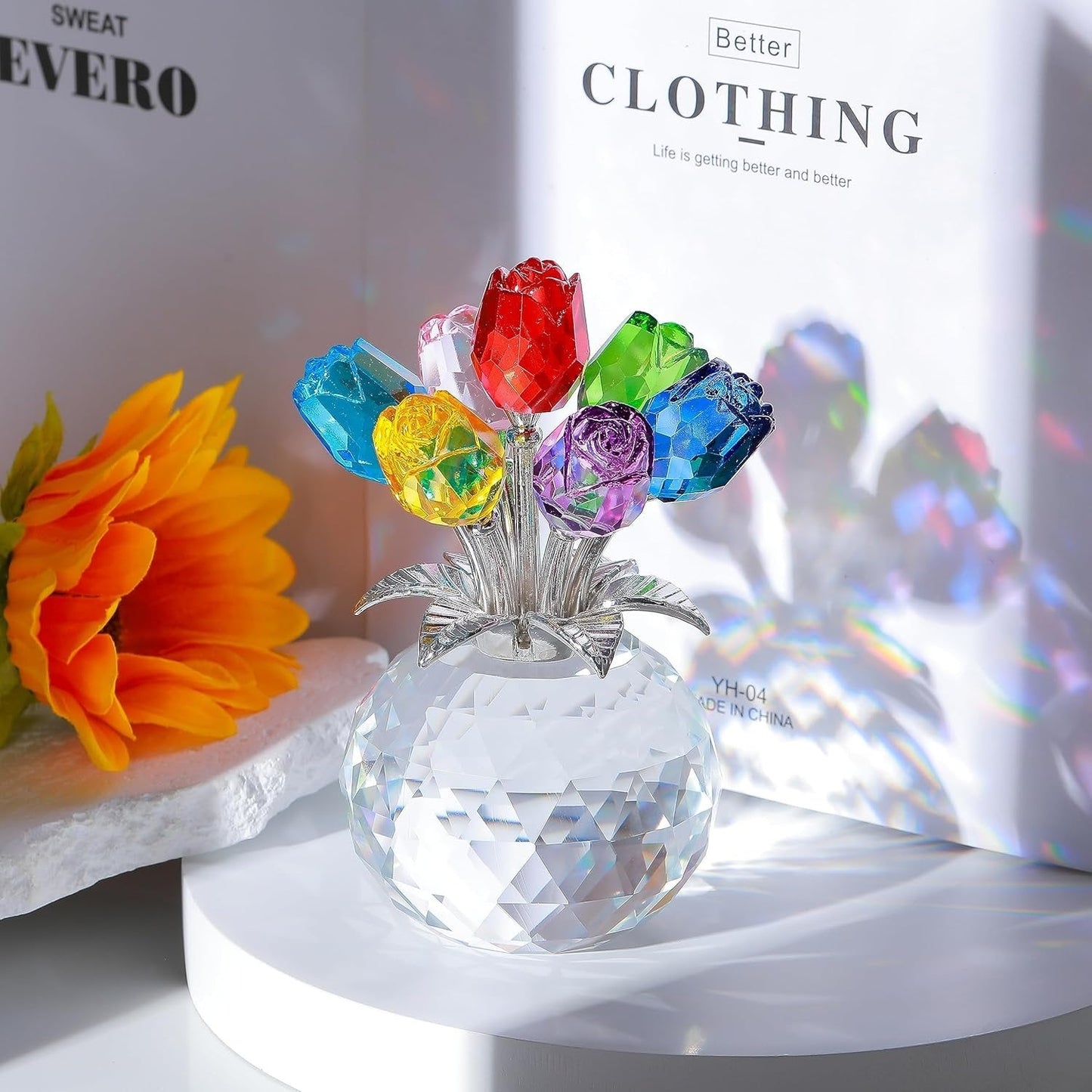 🔮Everlasting Crystal Rose Flower Figurine in Vase