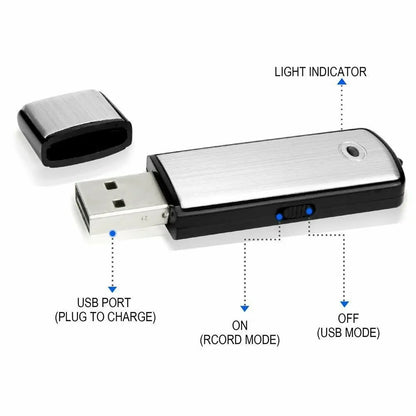 🎙️💾USB Flash Drive Voice Recorder 2-in-1 – Voice Activated, Smart Noise Reduction, Scheduled Recording,Auto File Save