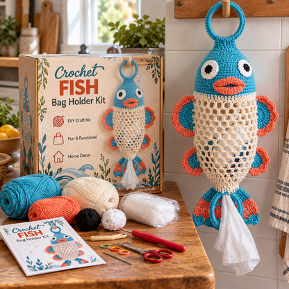 🔥LAST DAY 49% OFF – 🌼 Cottage Harvest Keepers™ — Crochet Animal Bag Holder DIY Kit | 11 Adorable Designs
