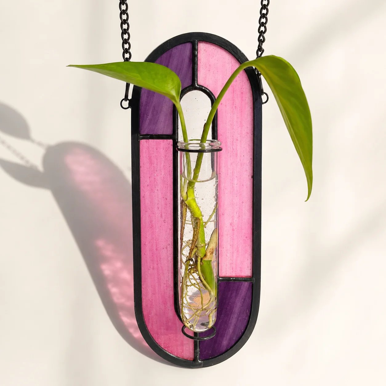 Stained Glass Hanging Plant Propagation Vase