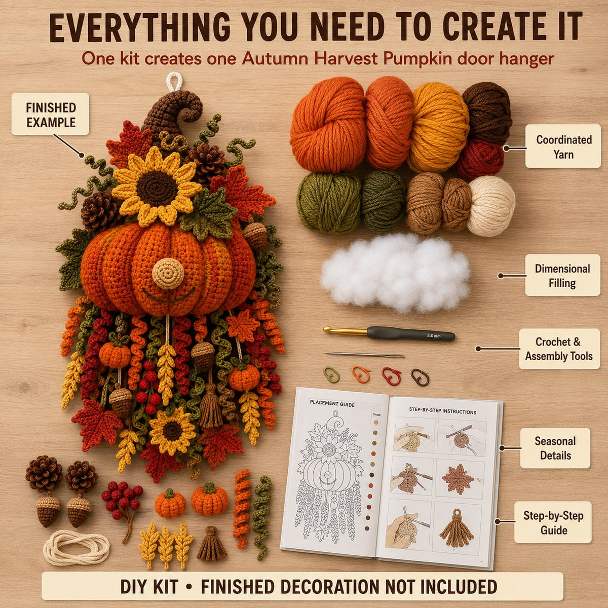 Seasonal crochet door hanger craft kit as a thoughtful handmade gift