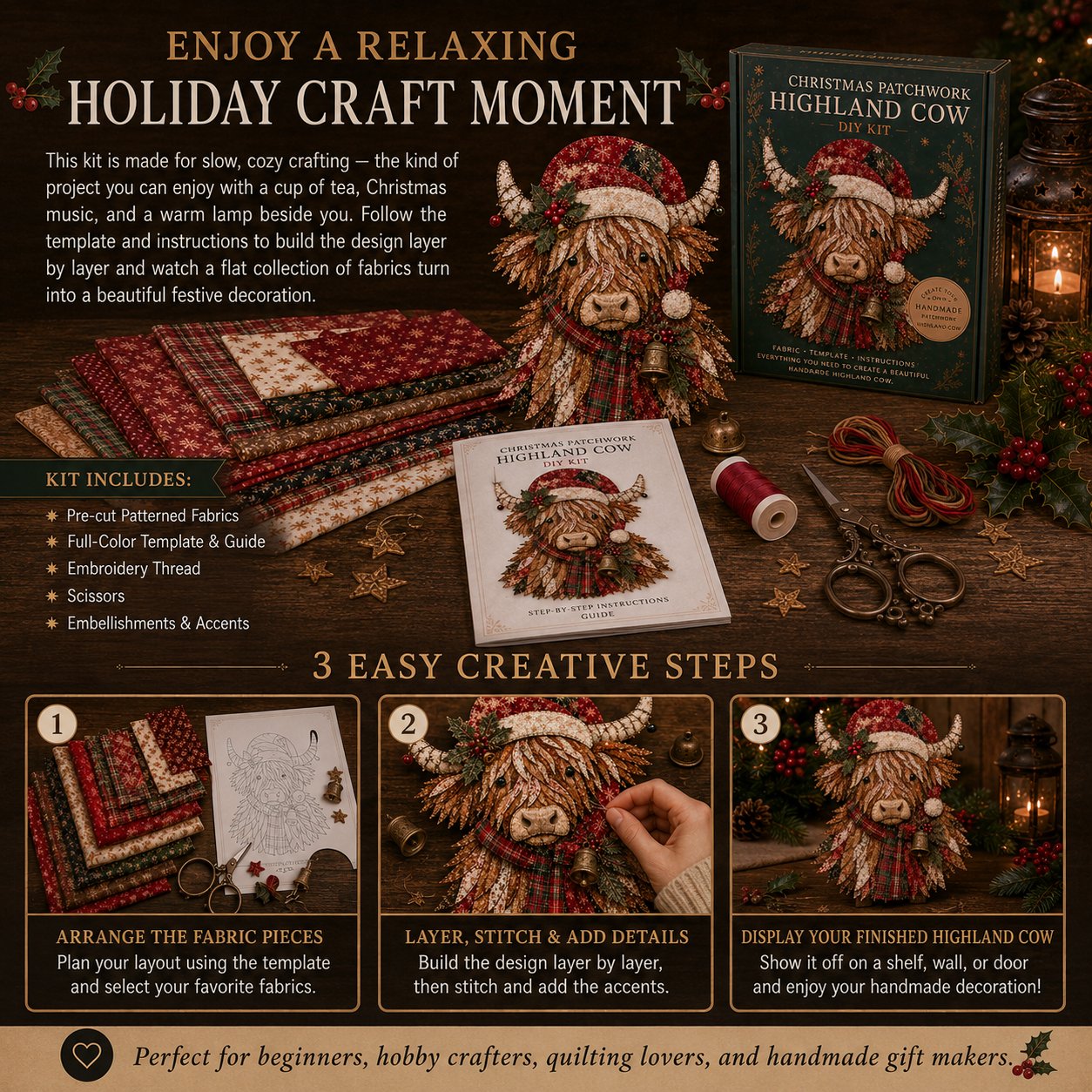 🎅Christmas Patchwork Fabric DIY Decor Kit
