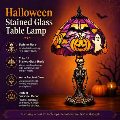 ✨Tiffany Lamp🎃👻Retro Halloween Painted Glass Table Lamp