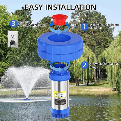 1 HP High-Performance Floating Pond Fountain Aerator – 15,000 GPH Automatic Aeration System for Large Ponds & Lakes