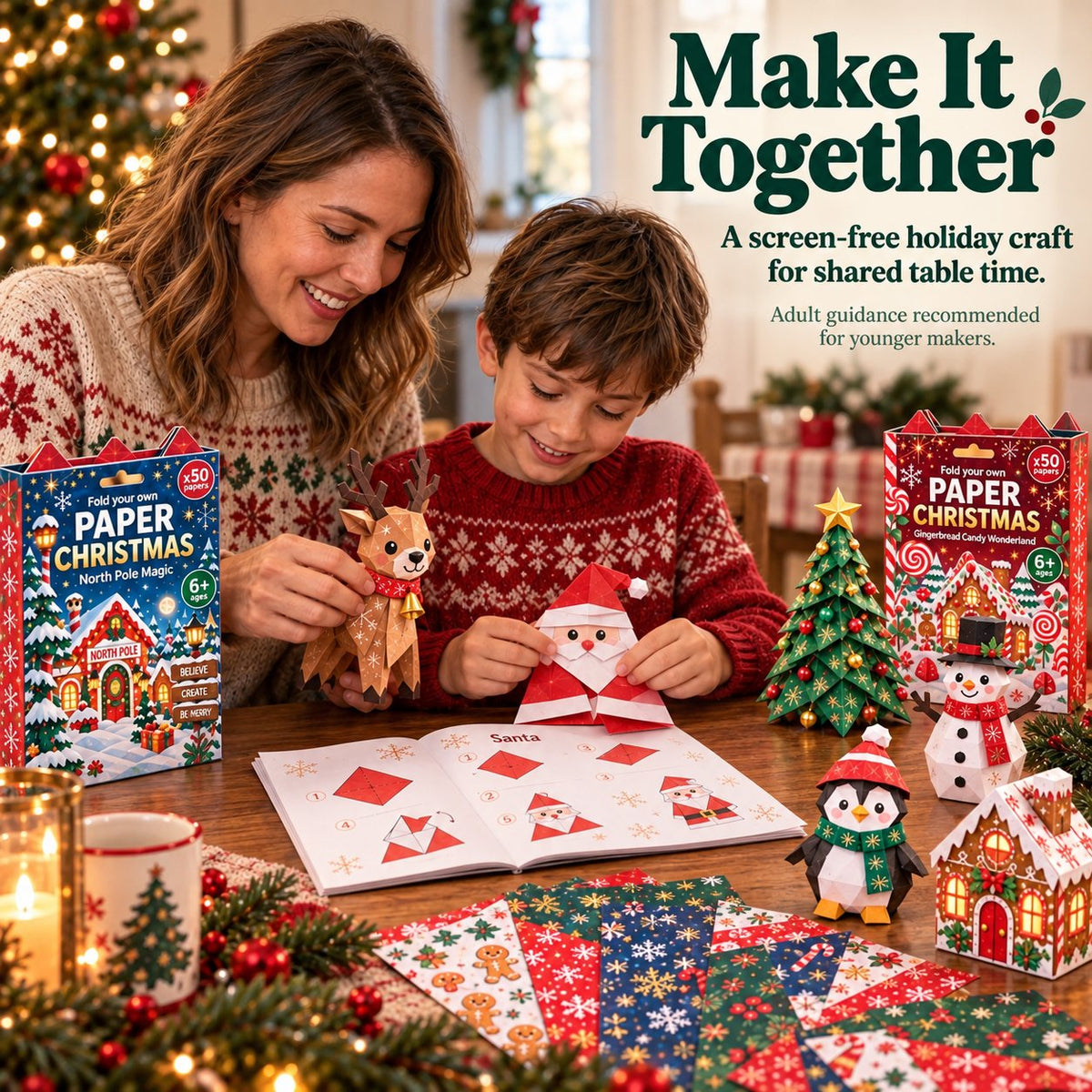 🎄Beginner-Friendly 3D Christmas Paper Craft Kit | Easy Layered DIY Holiday Decoration ✨