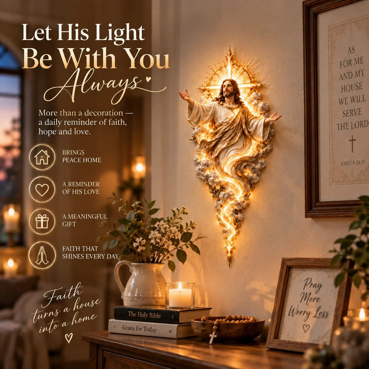 Light of the World Jesus Wall Sculpture – A Radiant Symbol of Faith for the Home✝️