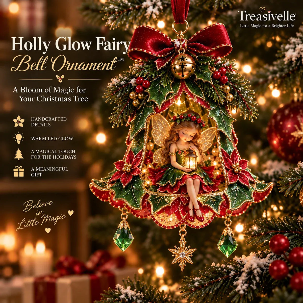 🧚✨ Glowing Fairy Blossom Bell Ornaments – 7 Magical Floral Christmas Designs