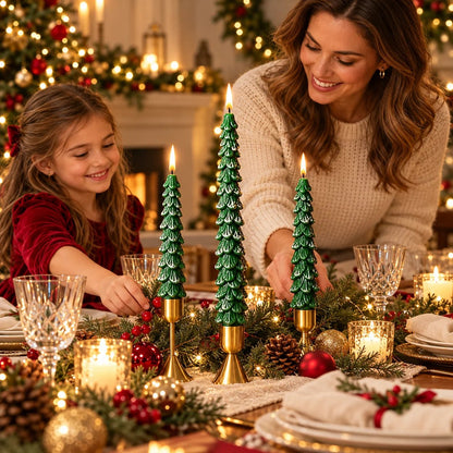 🎄 10-Inch Christmas Tree Candle – Add a Cozy Holiday Glow to Your Home! 🕯️🛒（Candlesticks not included）