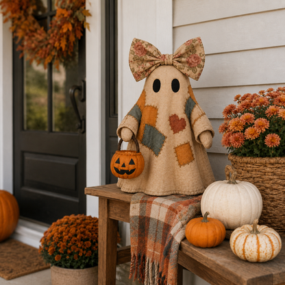🍂👻Lighted Vintage Patchwork Ghost