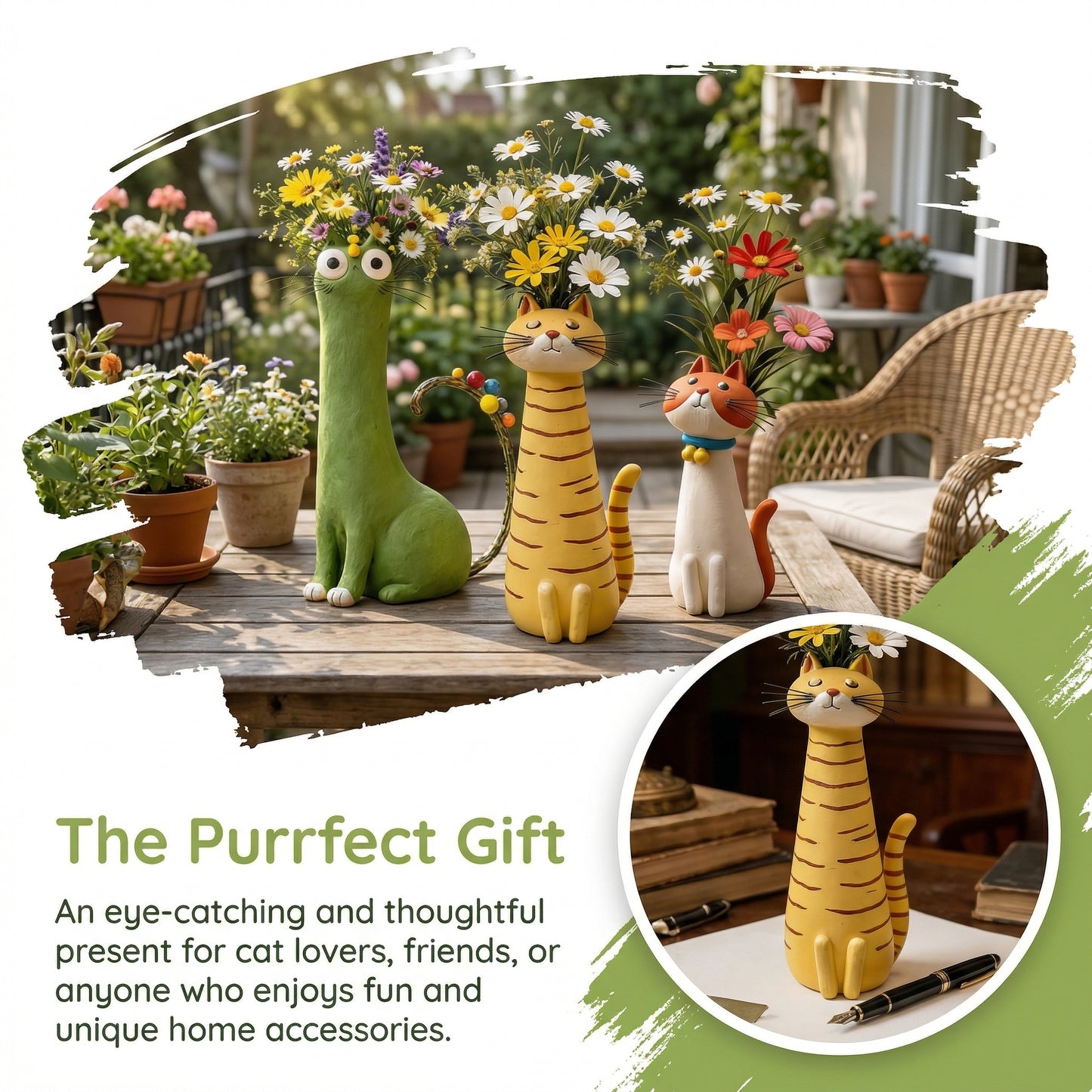 🐱🌷 Playful Cat Vase Collection for Creative Homes
