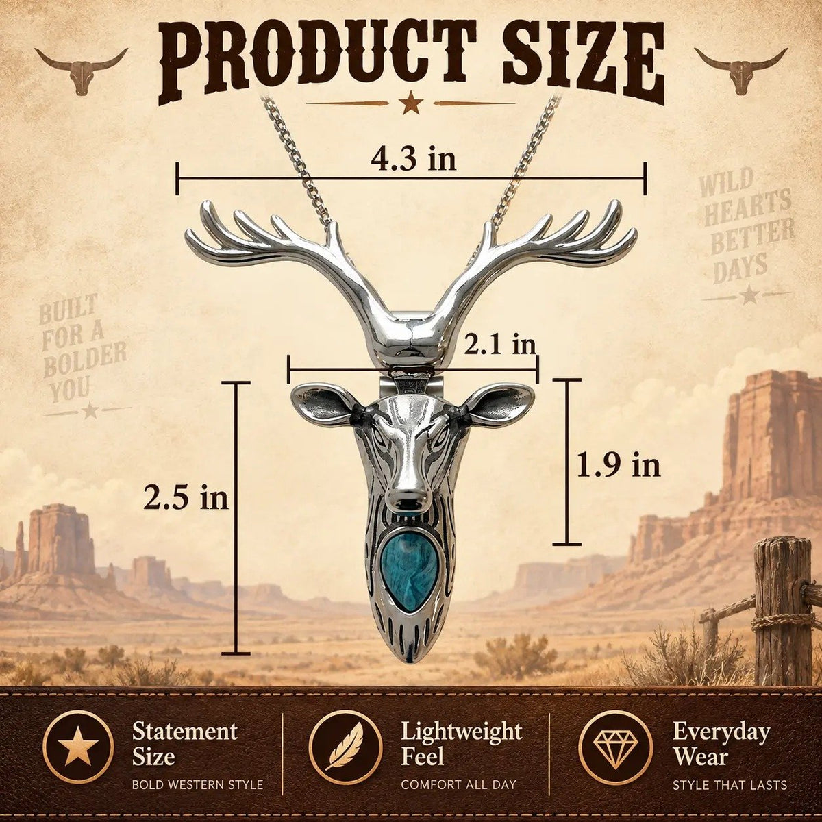 🤠🐐 Frontier Skull Statement Pendant – 5 Western Styles with Necklace & Clip Wear