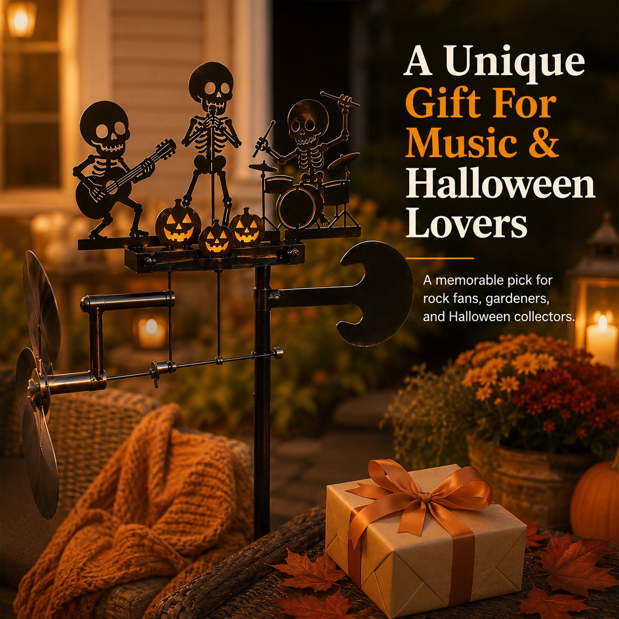 🎸💀Halloween Skeleton Band Kinetic Wind Spinner