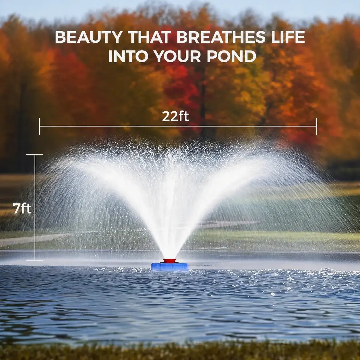 1 HP High-Performance Floating Pond Fountain Aerator – 15,000 GPH Automatic Aeration System for Large Ponds & Lakes