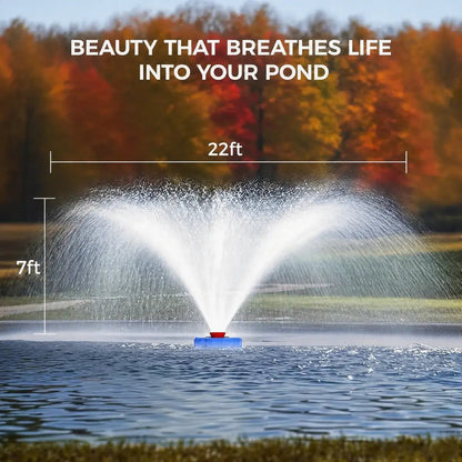 1 HP High-Performance Floating Pond Fountain Aerator – 15,000 GPH Automatic Aeration System for Large Ponds & Lakes