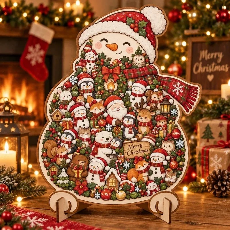 Wooden Christmas Puzzle with Stand — 8 Festive Designs to Build & Display