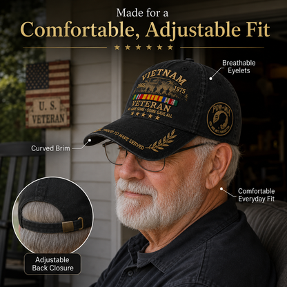 🎖️Vietnam Veteran 1965–1975 Commemorative Embroidered Cap –💛 Proud to Have Served