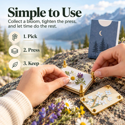 🌸📖 Little Bloom Keepsake Flower Press – Pocket-Sized Botanical Press Kit with 10 Pressing Sheets, 9 Floral Designs for DIY Crafts, Journaling & Nature Lover Gifts 🎁🌿