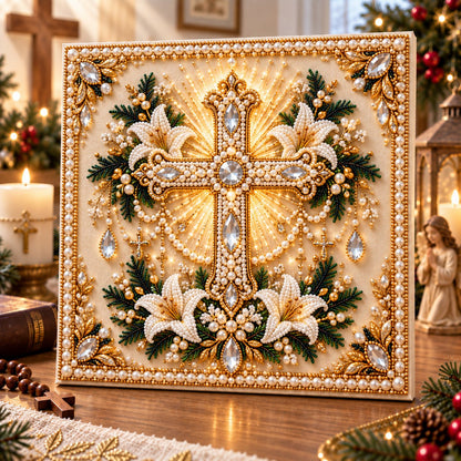 Beginner-Friendly Christian Pearl Bead Art Kit | Pre-Printed Design with Built-In Wooden Frame & Complete Tools 💕