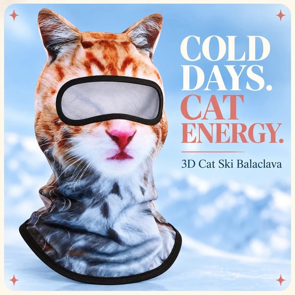 3D Cat Ski Balaclava Face Mask with Ears Animal Mask