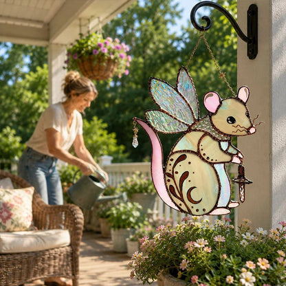Enchanted Fairy Mouse Suncatcher – Whimsical Window Hanging Decor