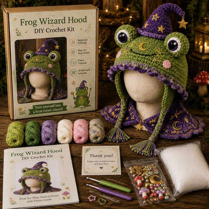 Fantasy Hood Hat DIY Crochet Kit – Create Your Own Magical Wearable Character Hat🎁Beginner Friendly