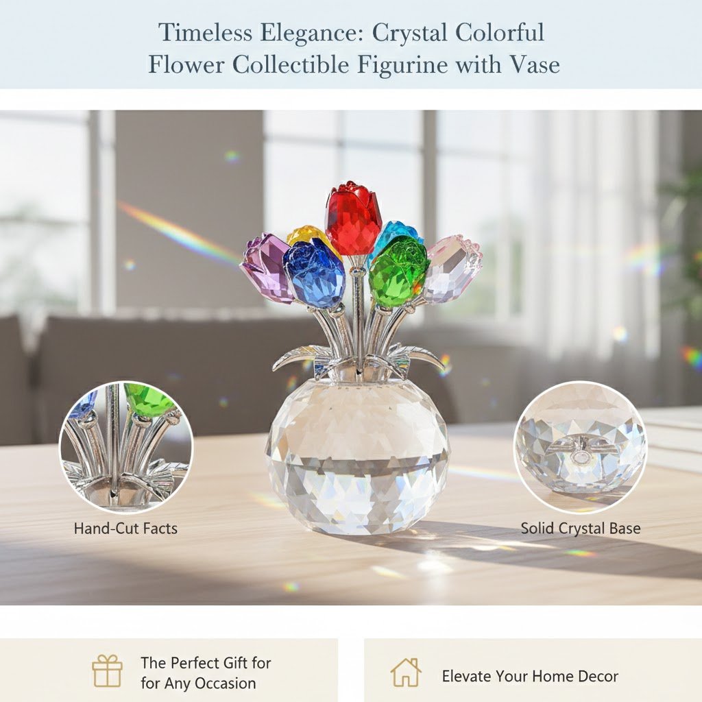 🔮Everlasting Crystal Rose Flower Figurine in Vase