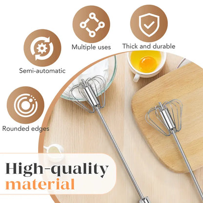 Stainless Steel Hand-Push Rotary Whisk – Effortless Mixing in Seconds