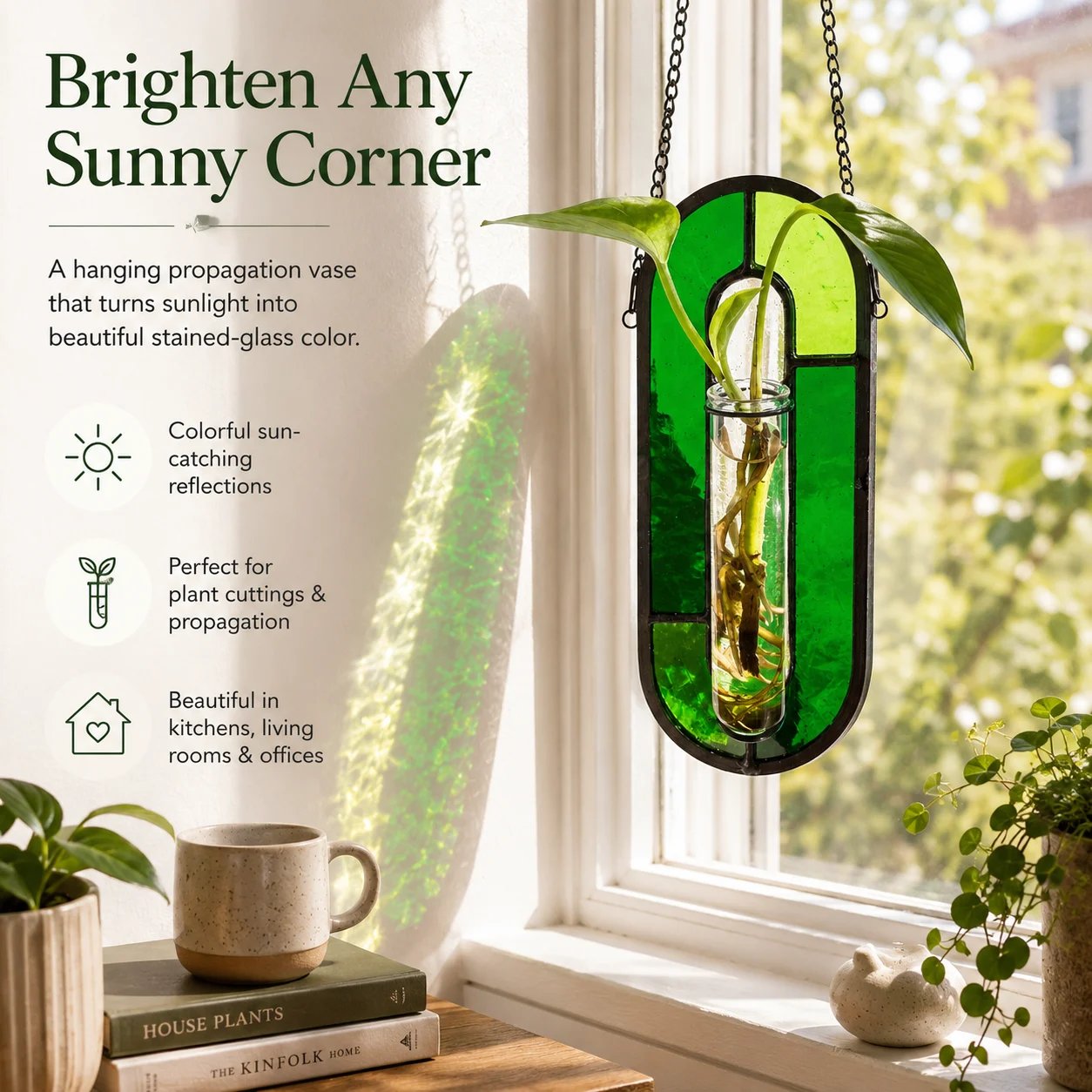 Stained Glass Hanging Plant Propagation Vase