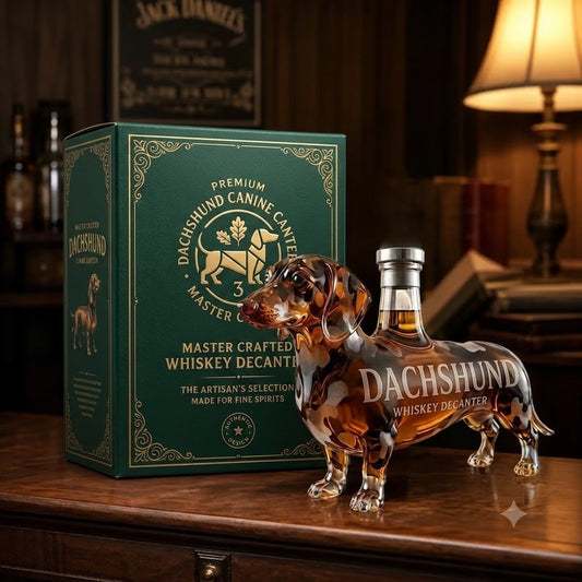 The Regal Doxie - Handmade Dachshund Shaped Glass Whiskey Decanter