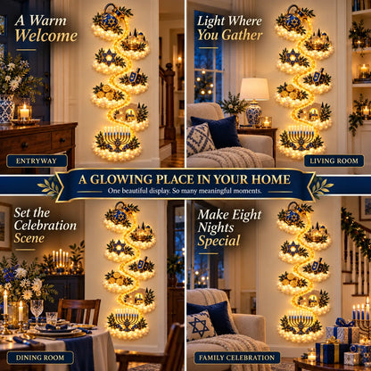 🕎✨ Eight Nights of Golden Light – Glowing Hanukkah Story Wall Collection