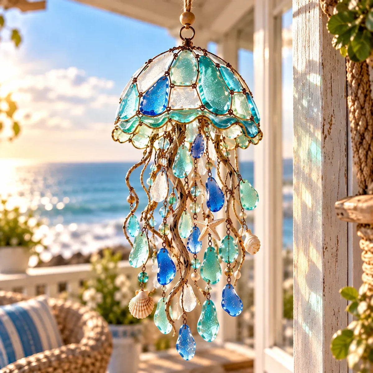 🌊✨ Sea Glass Coastal CharmsTM – Handcrafted Ocean Suncatcher Hanging Ornament Collection