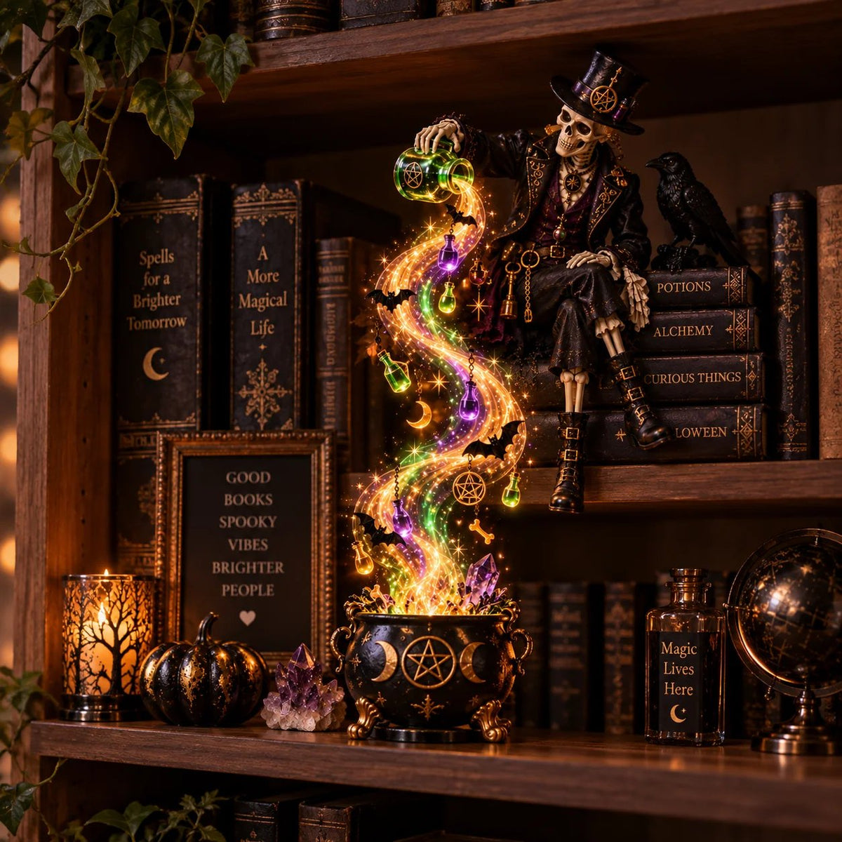 ✨Hot sale 49% OFF✨ Halloween Magic Cascade Shelf Light Collection™ – Enchanted Bookcase Decor