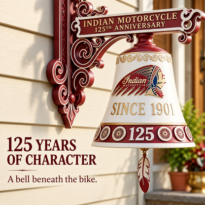 🏍Indian Motorcycle 125th Anniversary Wall-Mounted Hanging Bell🏍