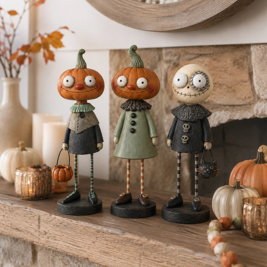 Primitive Pumpkin Friends – Vintage Halloween Collectible Figurines